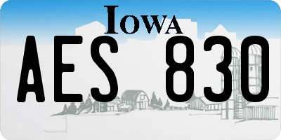 IA license plate AES830