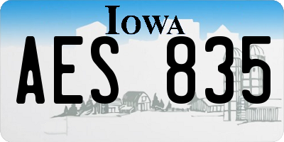 IA license plate AES835