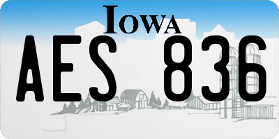 IA license plate AES836