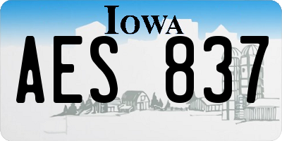 IA license plate AES837