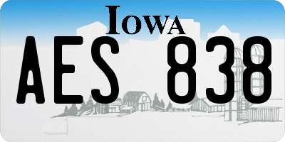 IA license plate AES838