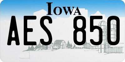 IA license plate AES850