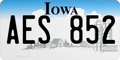 IA license plate AES852