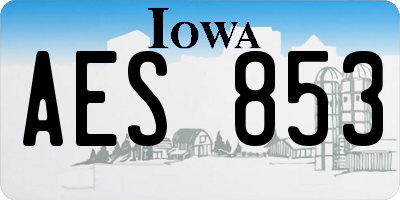 IA license plate AES853