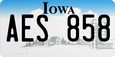 IA license plate AES858