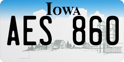 IA license plate AES860