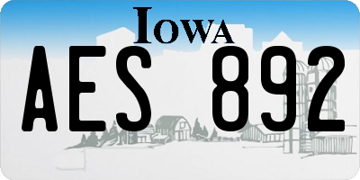 IA license plate AES892