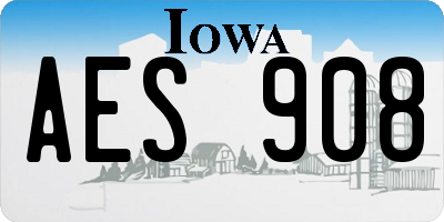IA license plate AES908
