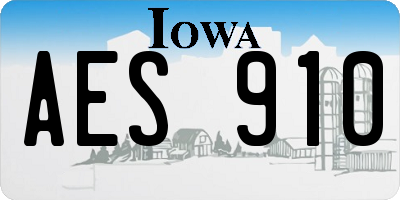 IA license plate AES910