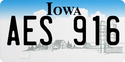 IA license plate AES916