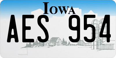 IA license plate AES954