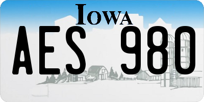 IA license plate AES980
