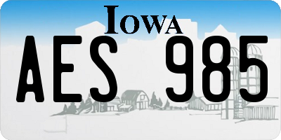 IA license plate AES985