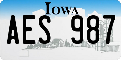 IA license plate AES987