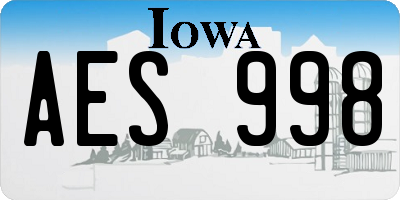 IA license plate AES998