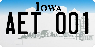 IA license plate AET001