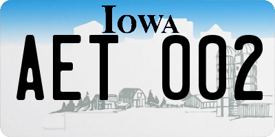 IA license plate AET002