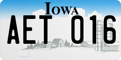IA license plate AET016