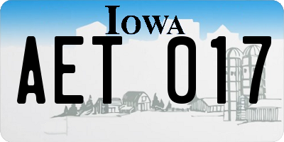 IA license plate AET017
