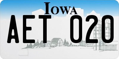 IA license plate AET020