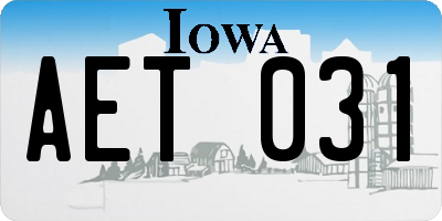 IA license plate AET031