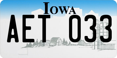 IA license plate AET033