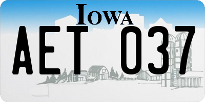 IA license plate AET037