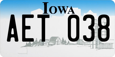 IA license plate AET038