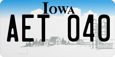 IA license plate AET040