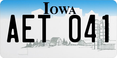 IA license plate AET041