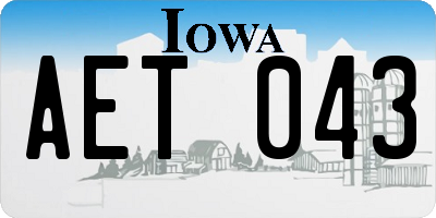 IA license plate AET043