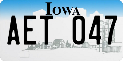 IA license plate AET047