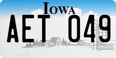 IA license plate AET049