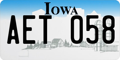 IA license plate AET058