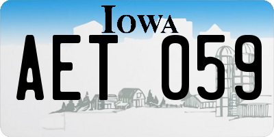 IA license plate AET059