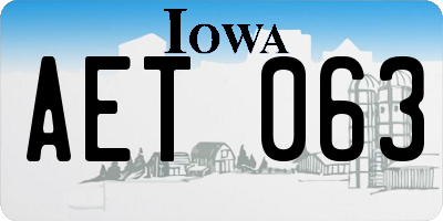 IA license plate AET063