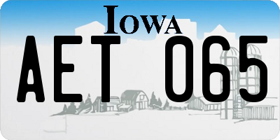 IA license plate AET065