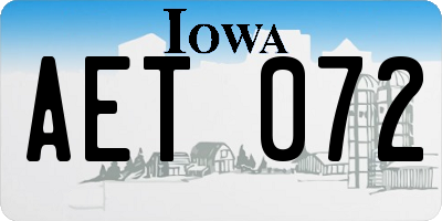 IA license plate AET072