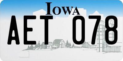 IA license plate AET078