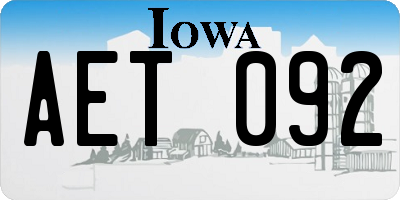 IA license plate AET092