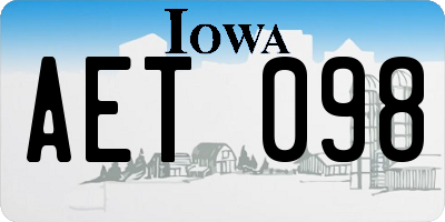 IA license plate AET098