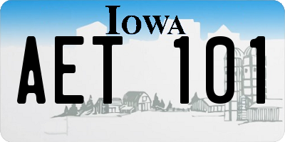 IA license plate AET101