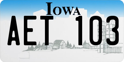 IA license plate AET103
