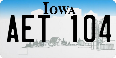IA license plate AET104