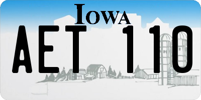 IA license plate AET110