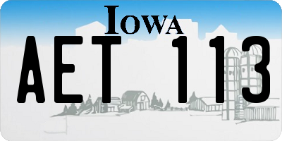 IA license plate AET113
