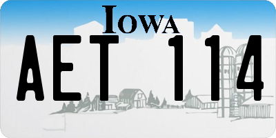 IA license plate AET114