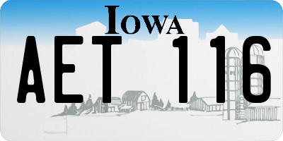 IA license plate AET116