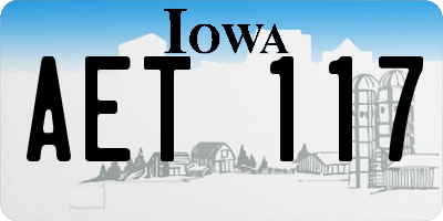 IA license plate AET117