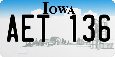 IA license plate AET136